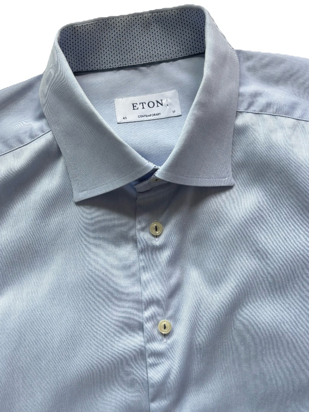 Eton Light Blue Contemporary Fit Button Up Long Sleeve Dress Shirt Size 17